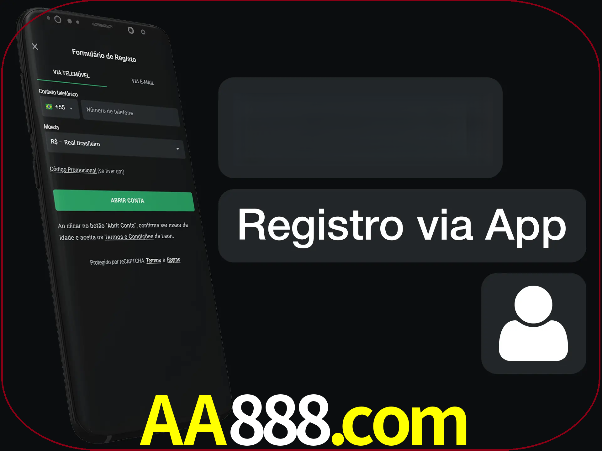 Registre-se com duas etapas usando o aplicativo.