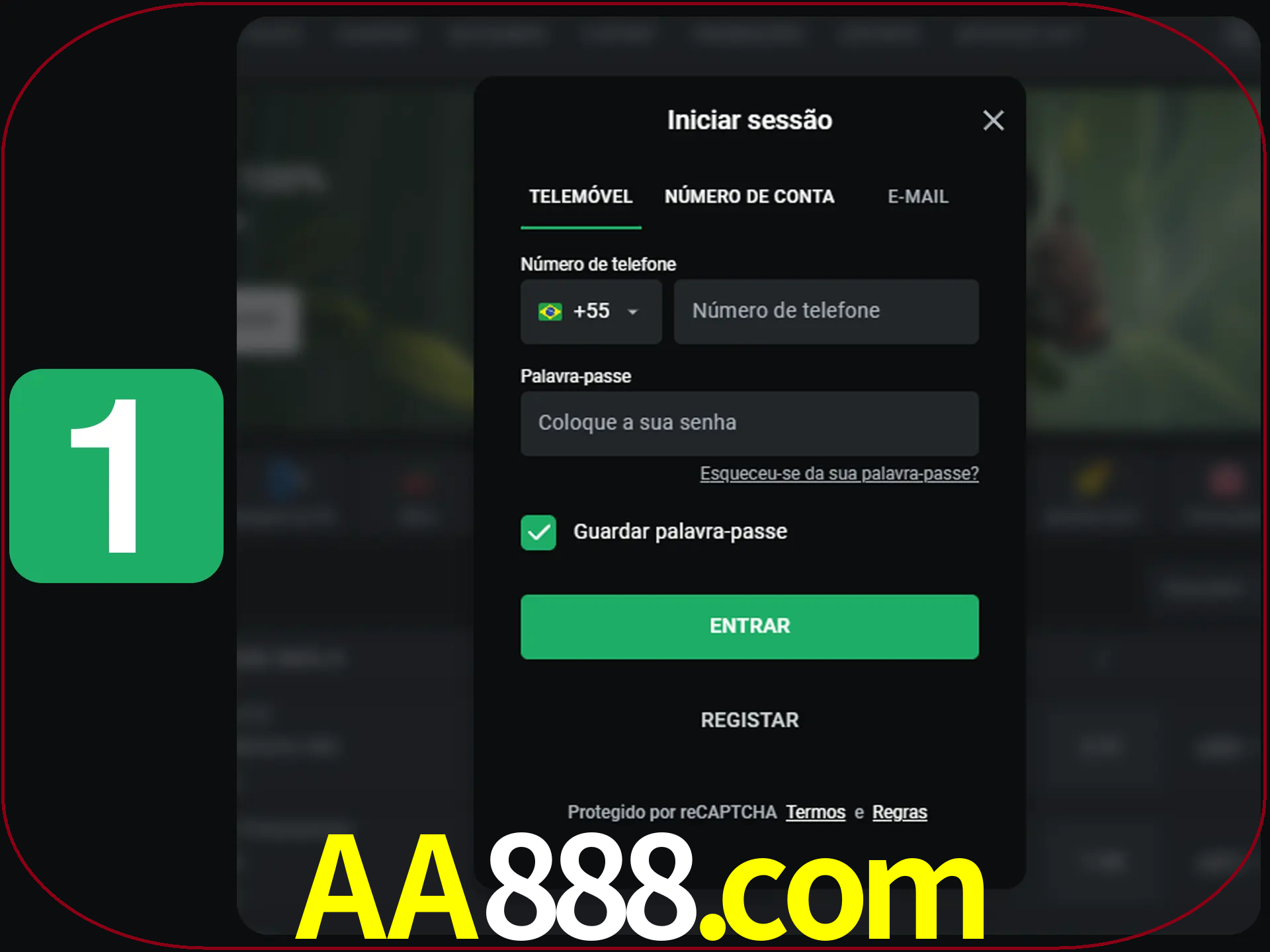 Clique no botão Entrar.